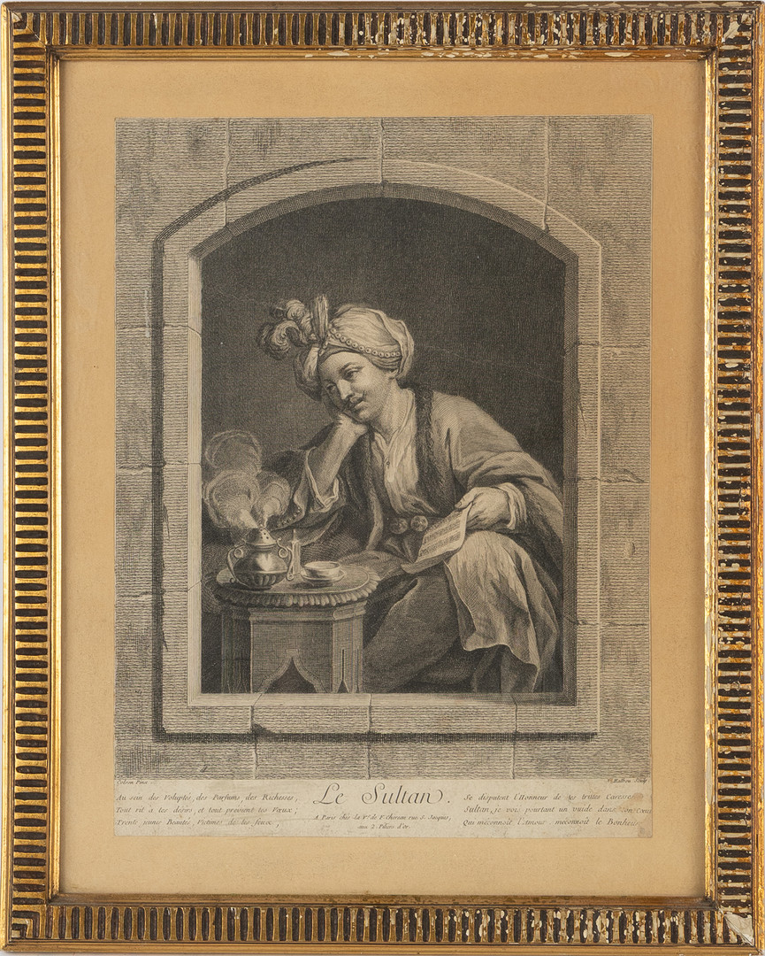 KOPPARSTICK, 4 stycken, bl a "Le Sultan", Louis Michel Halbou, 1700-tal.