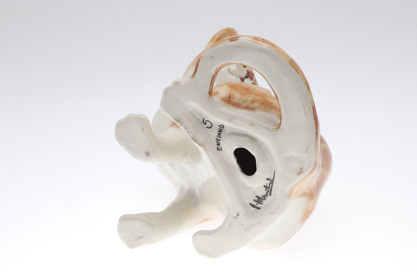 A WINSTANLEY POTTERY SEATED GINGER CAT.