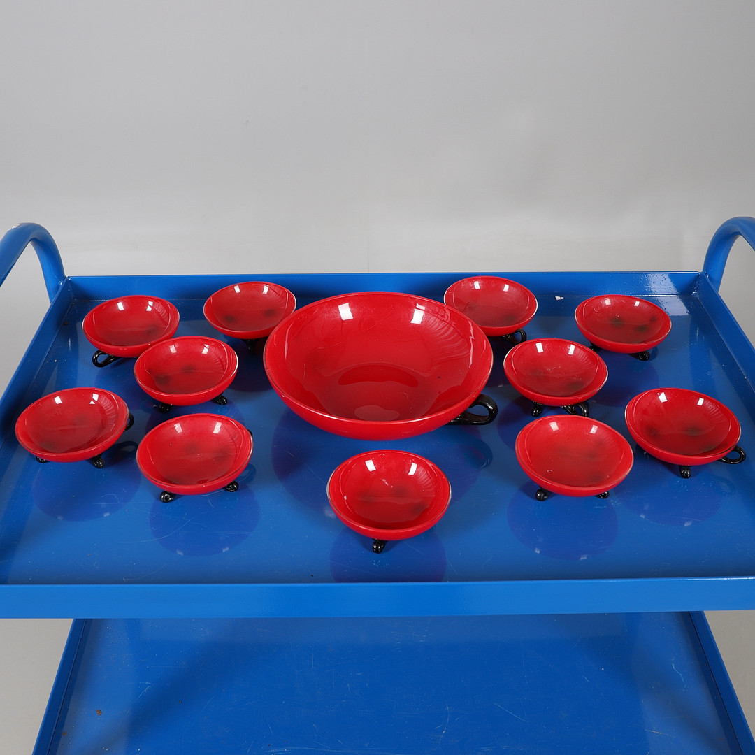 CZECH TANGO GLASS BERRY OR DESSERT BOWL SET.