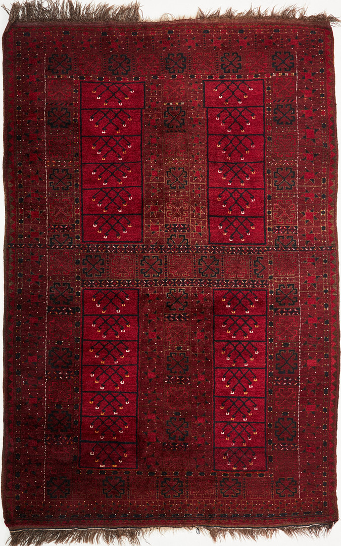 ORIENTMATTA, Afghan, mörkröd botten, ca 220x149 cm.
