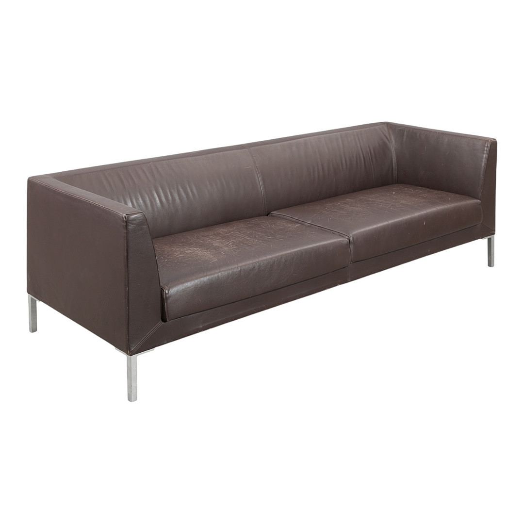 PETER HIORT-LORENZEN & JOHANNES FOERSOM. Paustian. Tre-personers sofa, brunt læder.
