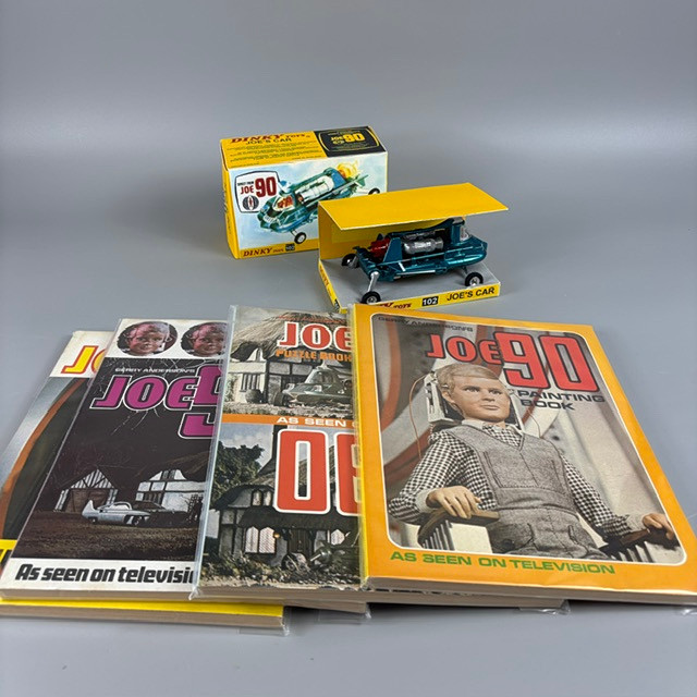 JOE 90 DINKY CAR AND BOOKS.
