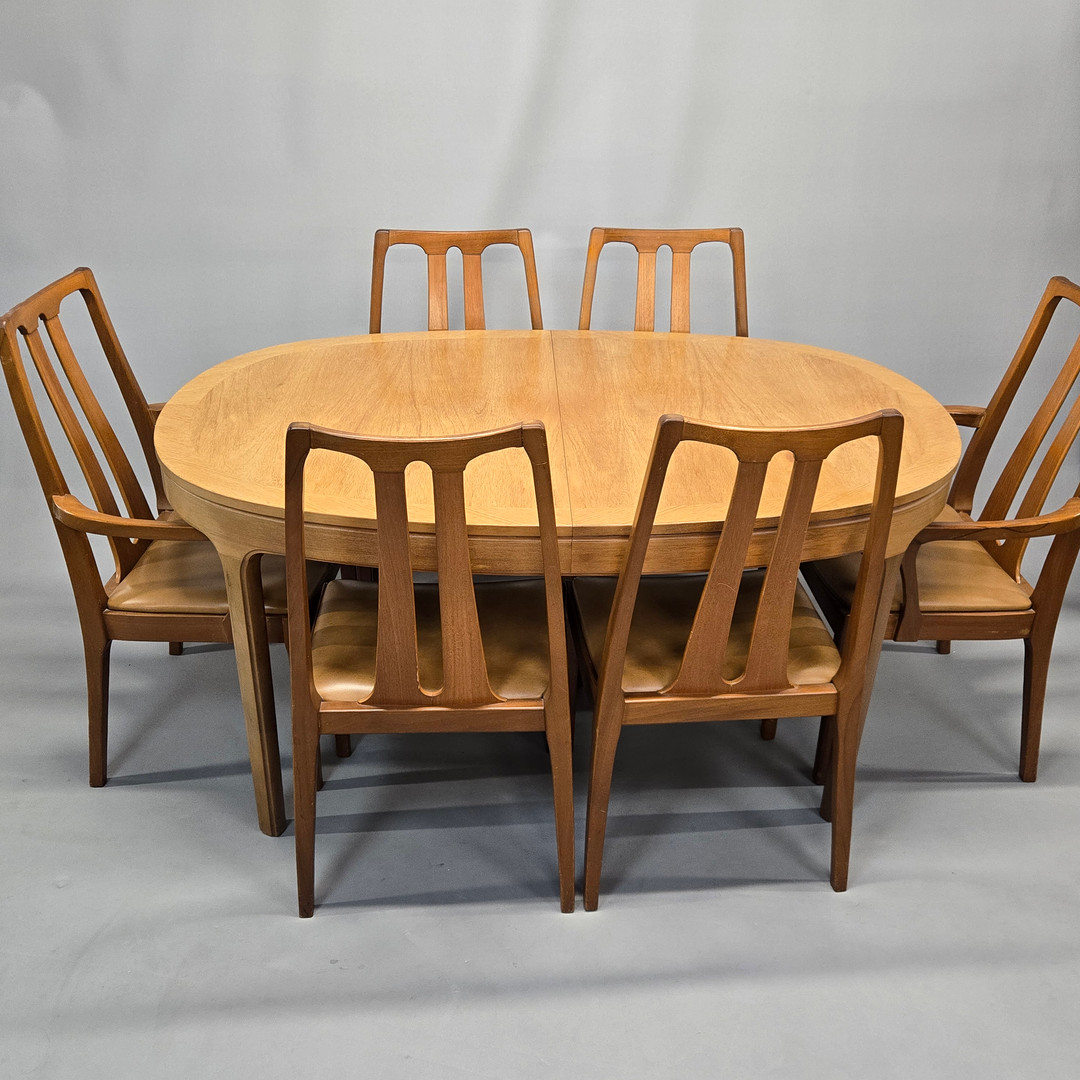 NATHAN EXTENDING DINING TABLE & CHAIRS.