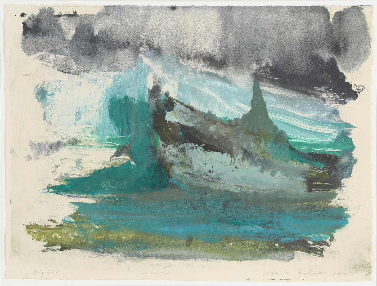 MAJA LISA ENGELHARDT (F. 1956). "Bølgebrud", monotypi, 2004 Beskrivelse.