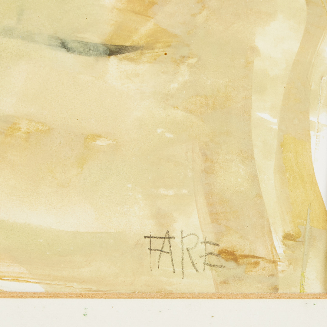LEOPOLD FARE. "Gråvädersdag i Bretagne", gouache på papper, 1977, signerad.