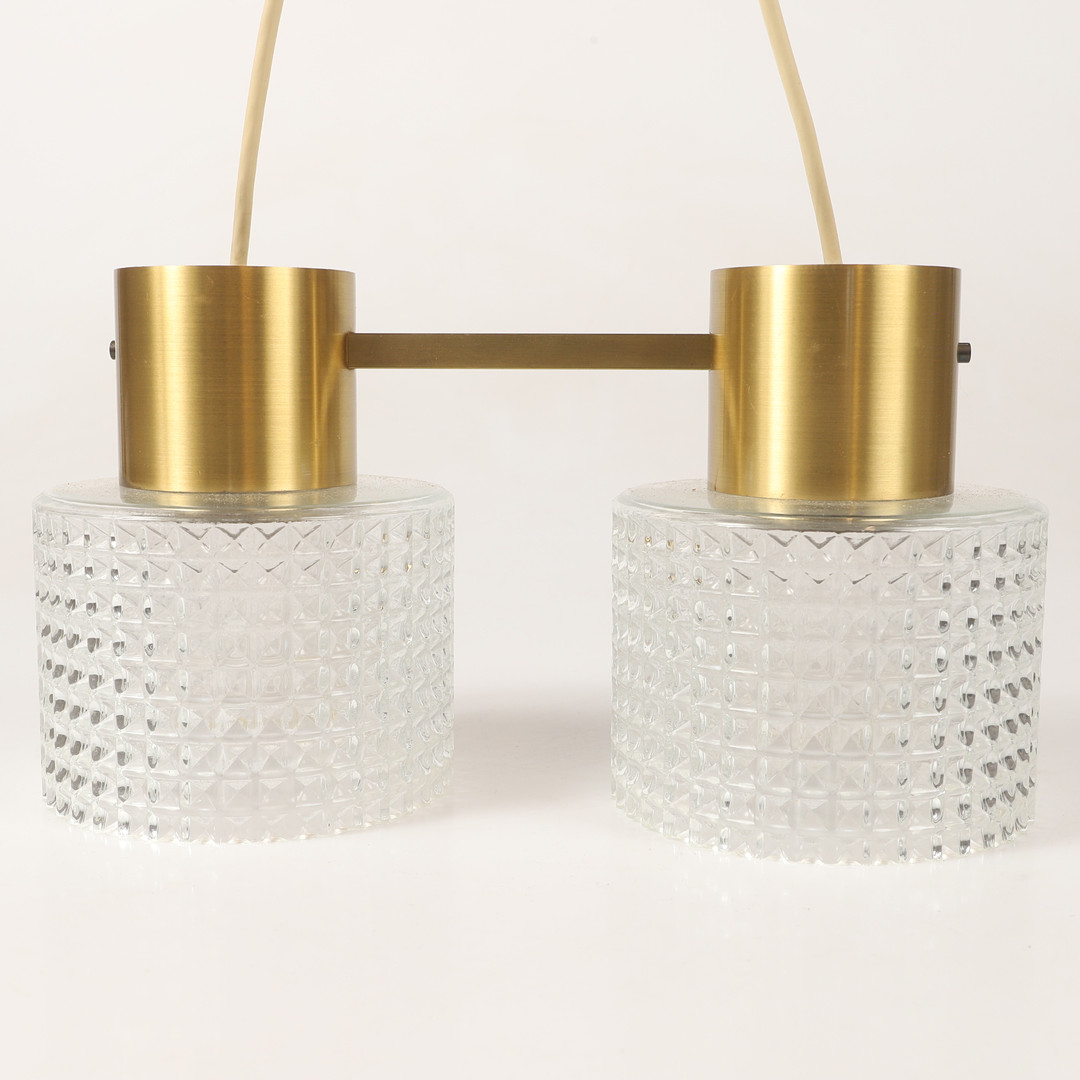TAKLAMPA, mässing / glas, 1900-talets andra hälft.