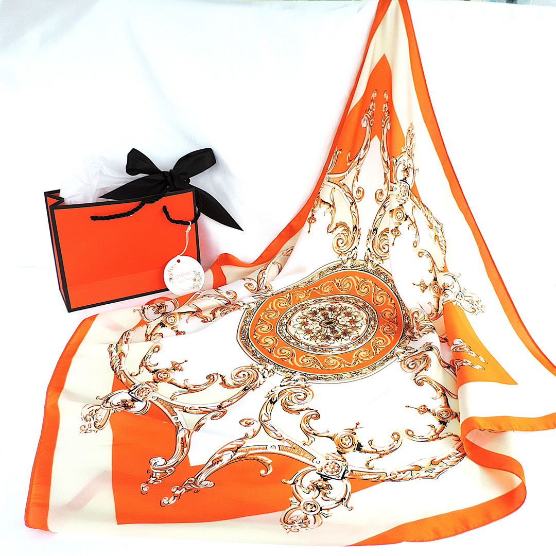 MONETÉ PARIS 100% SILK BAROQUE PRINT SCARF.