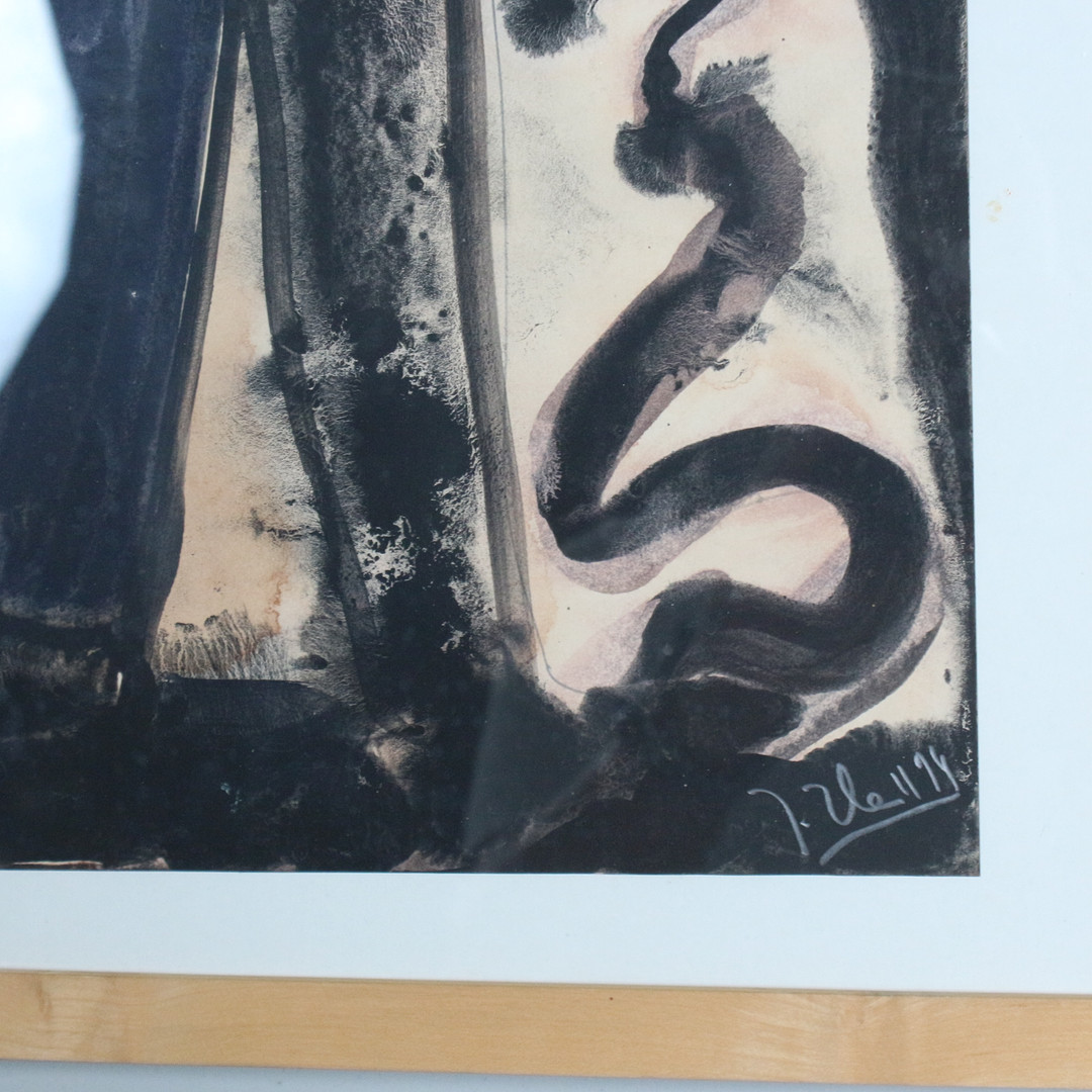 JÖRG HEROLD (1965). (bk), Tempera/Papier, '' Starker Mann mit Peitsche '' signiert, datiert( 1994).