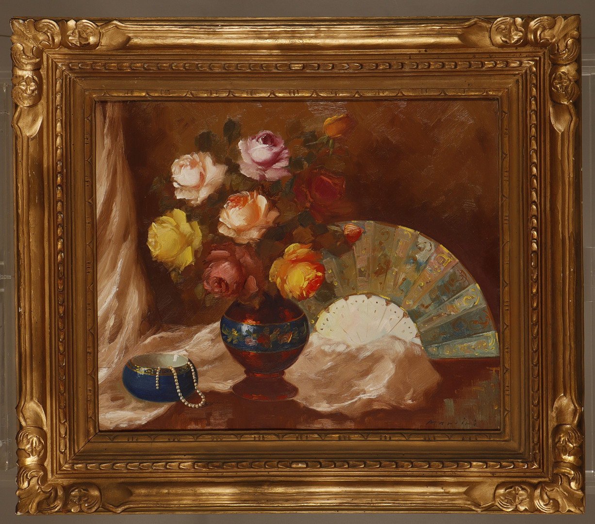ANTONIO SELVAGGIO MANCINI. Bodegón con abanico y joyas.