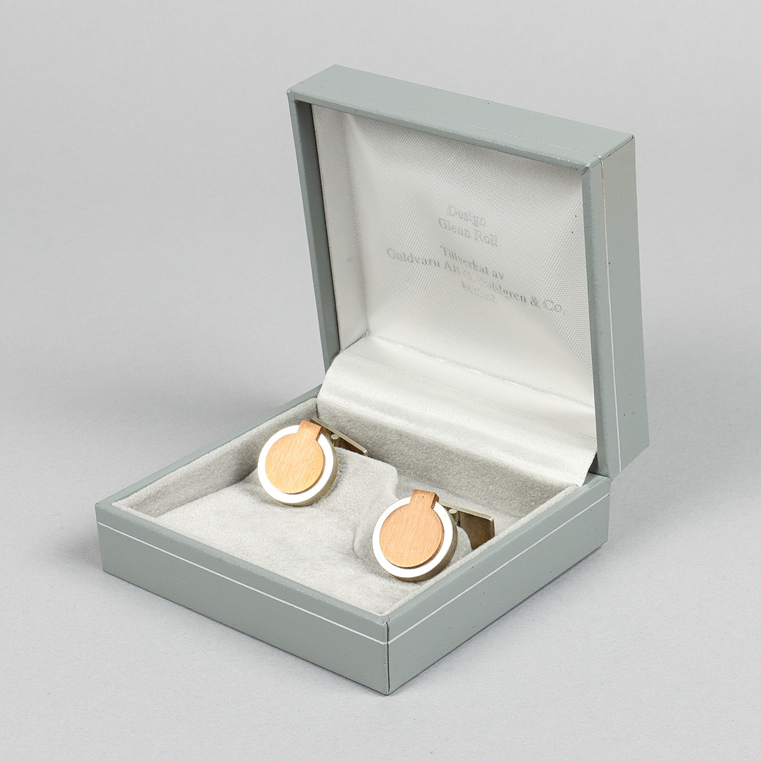 MANSCHETTKNAPPAR ett par, sterlingsilver & koppar, STORA, 1987.