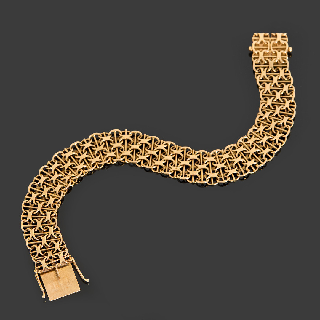 ARMBAND, x-länk, 18k guld, Guldsmed Hans Noren, Stockholm, 1969.