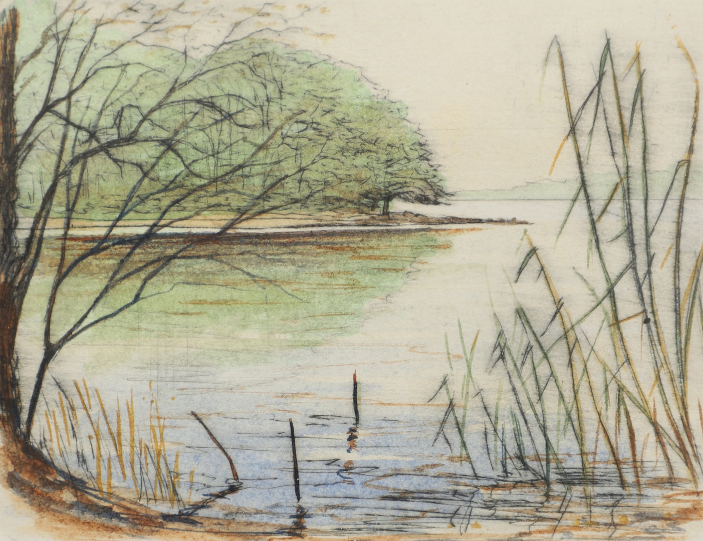 RUNE NORDSTRÖM. Akvarellerad torrnål, insjö, signerad Rord Ström, numrerad 28/40.
