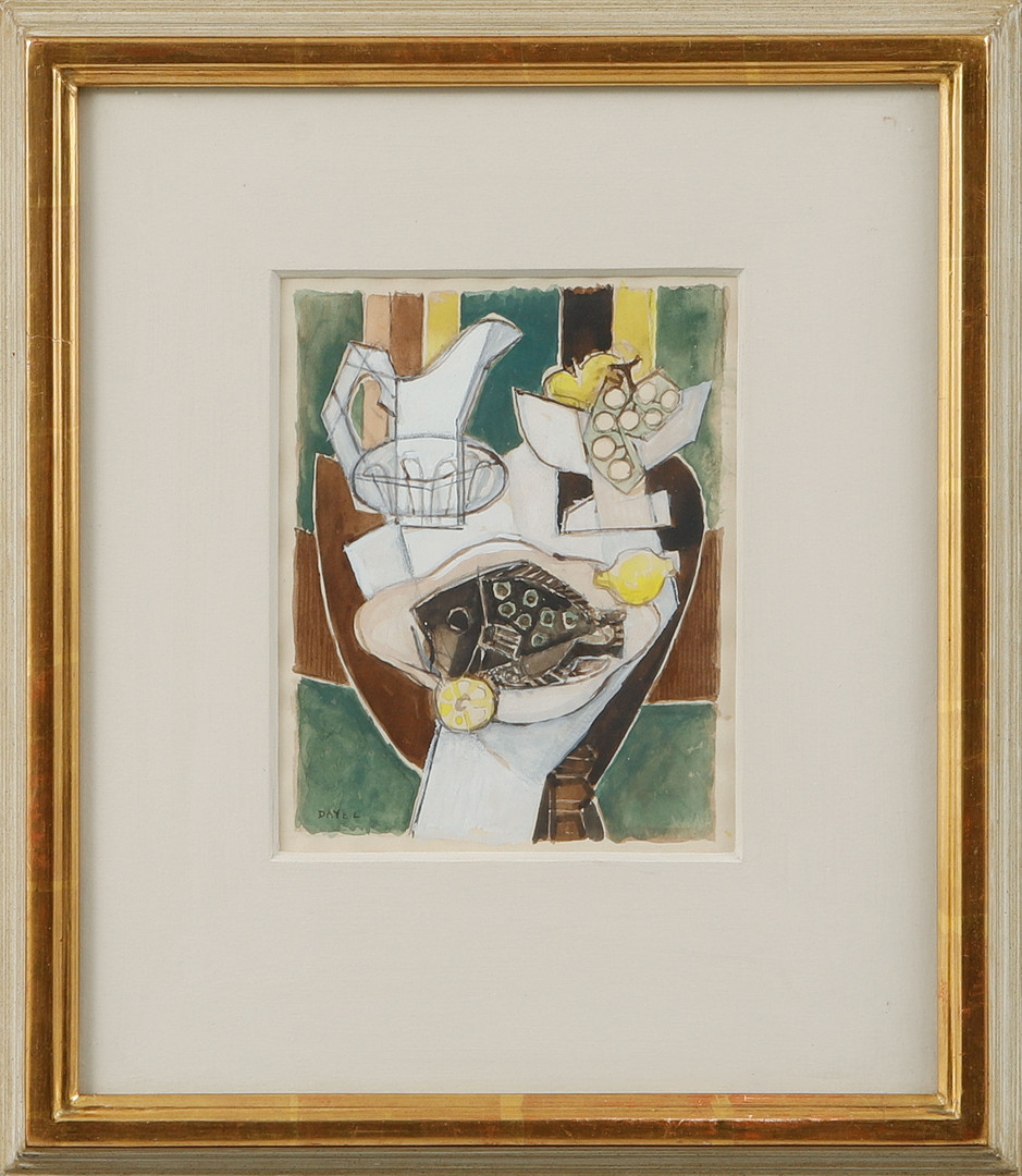 GEORGES  DAYEZ. Stilleben, gouache, signerad.