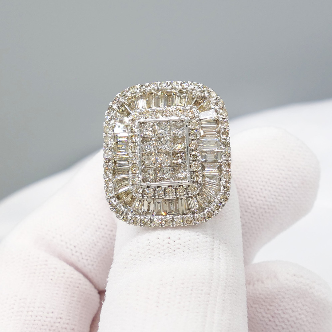 LARGE 3.55 CARAT DIAMOND panel ring.