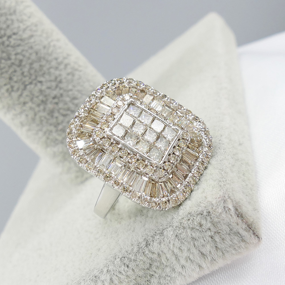 LARGE 3.55 CARAT DIAMOND panel ring.