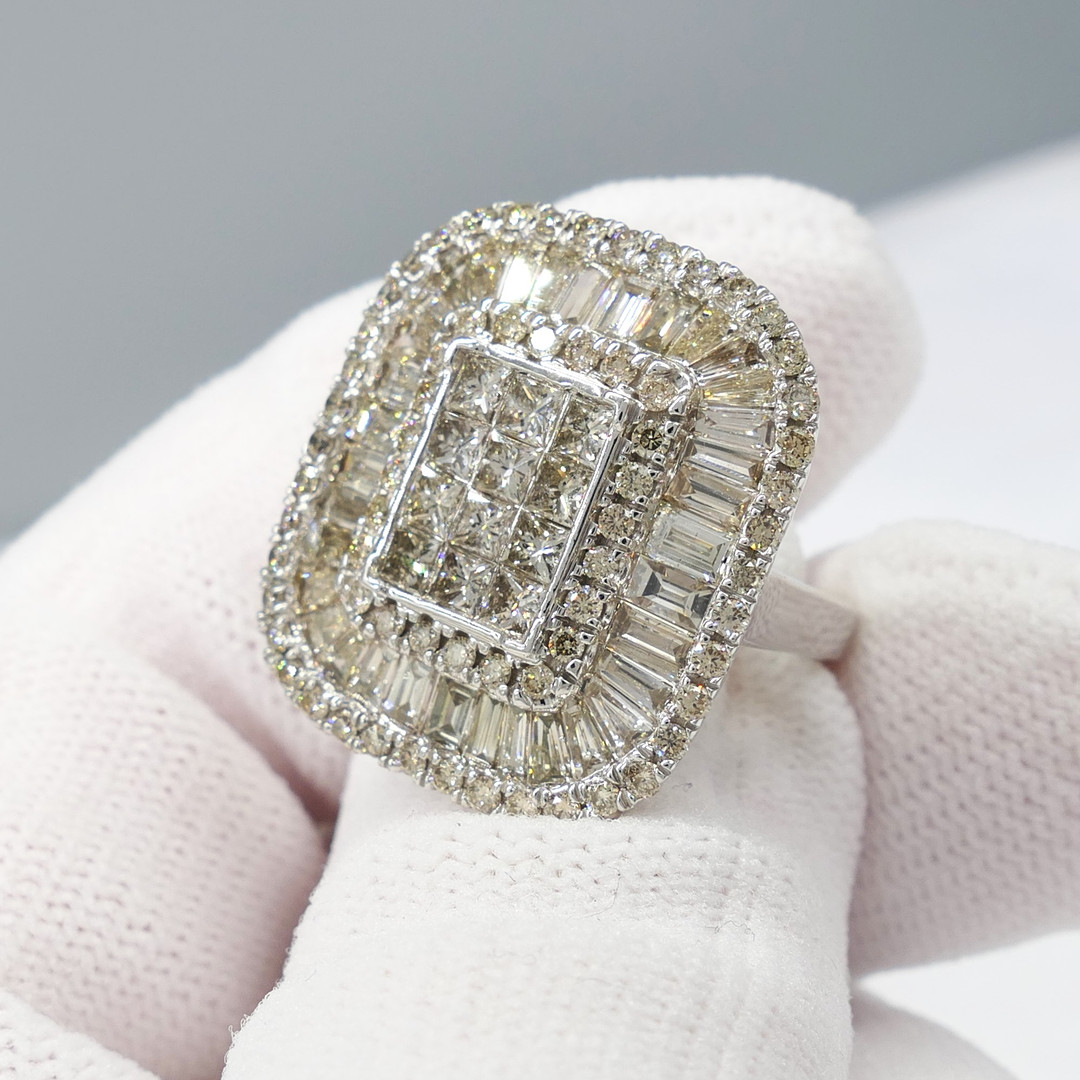 LARGE 3.55 CARAT DIAMOND panel ring.