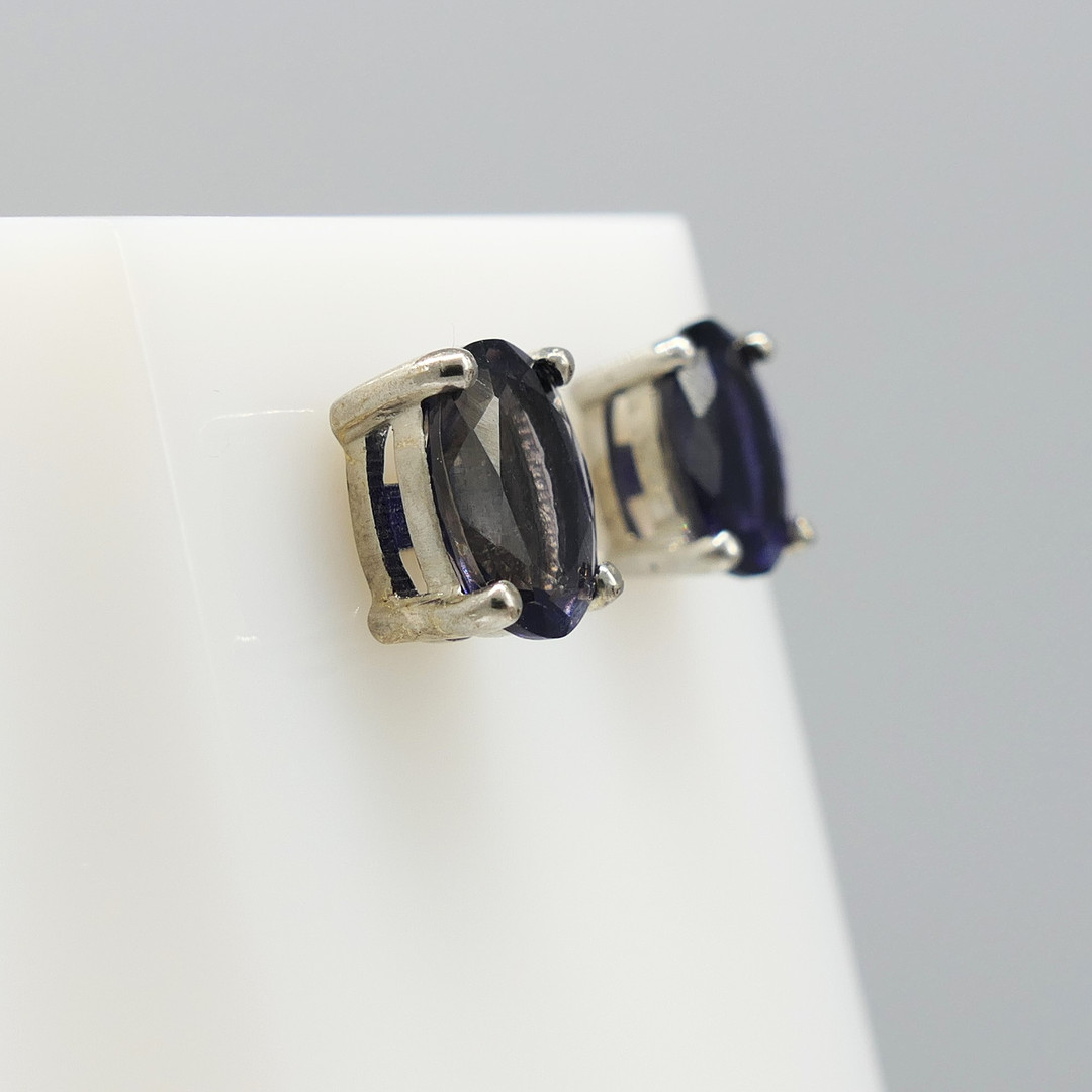 IOLITE GEMSTONE STUDS.