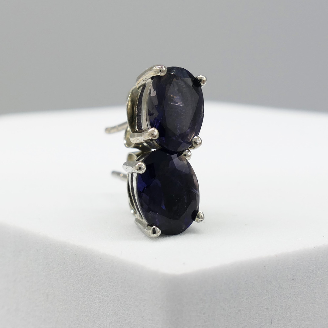 IOLITE GEMSTONE STUDS.