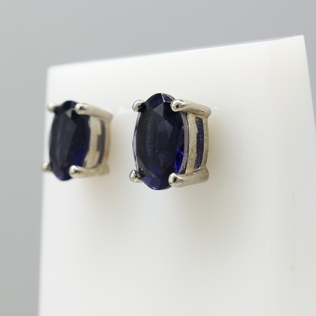 IOLITE GEMSTONE STUDS.