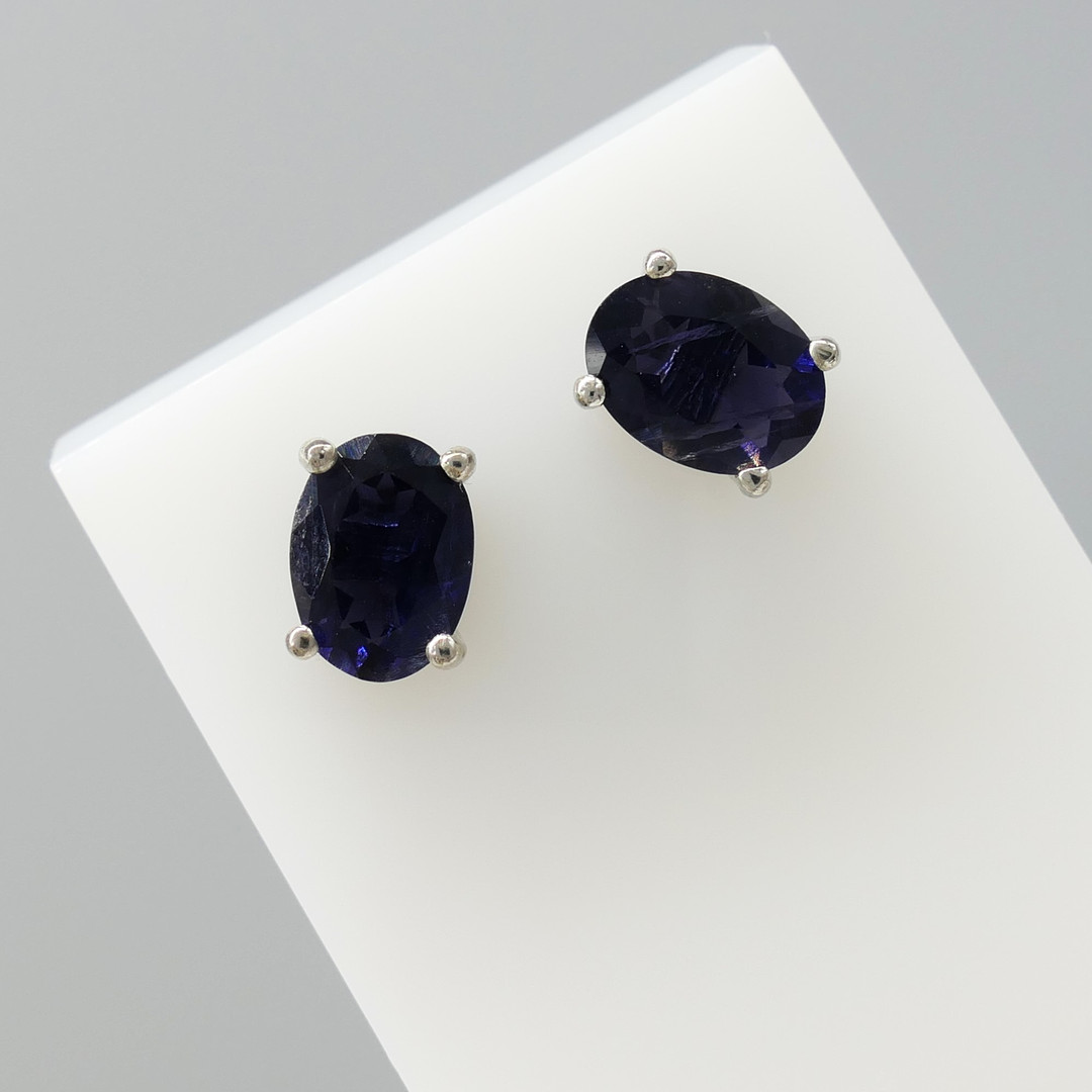 IOLITE GEMSTONE STUDS.