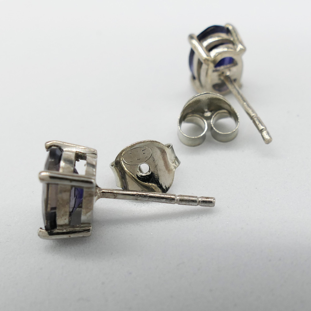 IOLITE GEMSTONE STUDS.