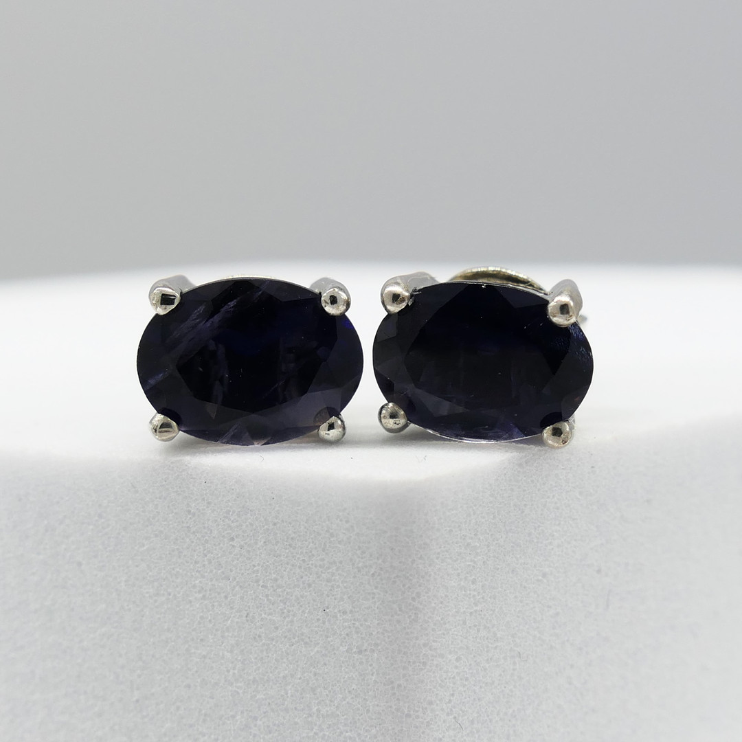 IOLITE GEMSTONE STUDS.