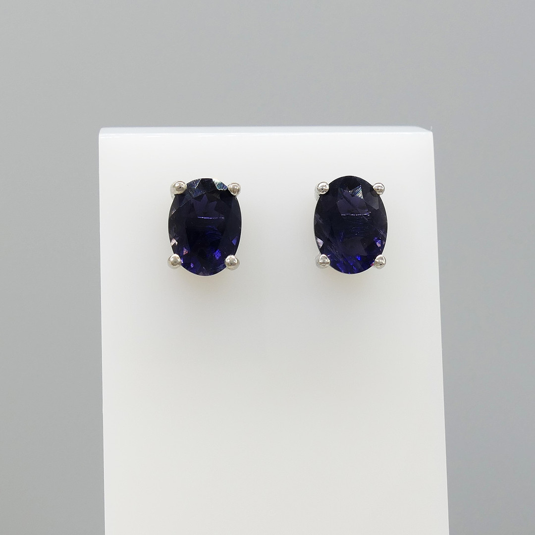 IOLITE GEMSTONE STUDS.