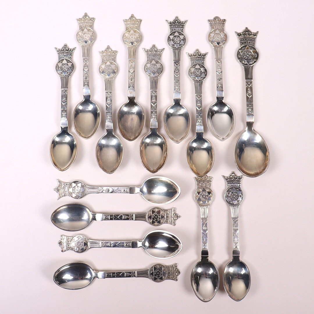 SKEDAR, Frimurarlogen Edda, Reykjavik, Island, sterling silver, tillverkade av Guðjón Bernharðsson och Guðlaugur A. Magnússon, GAM, 15 st.