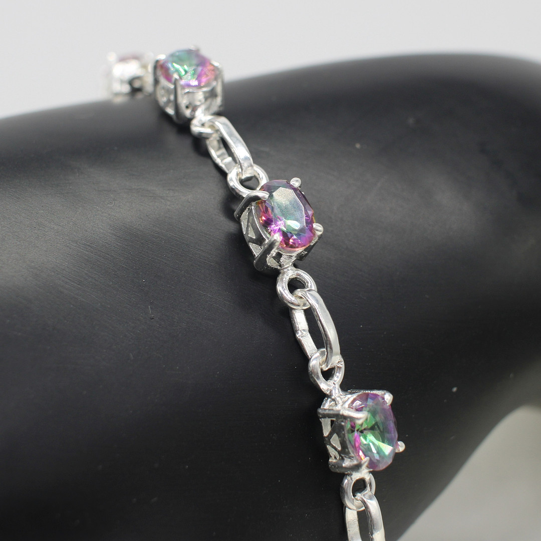 MYSTIC TOPAZ SET DRESS BRACELET IN SILVER.