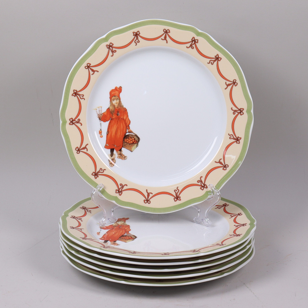TALLRIKAR, "Carl Larssons Jul", dekor "Brita med äpplen och julljus", Royal Bellevue, 6 st.