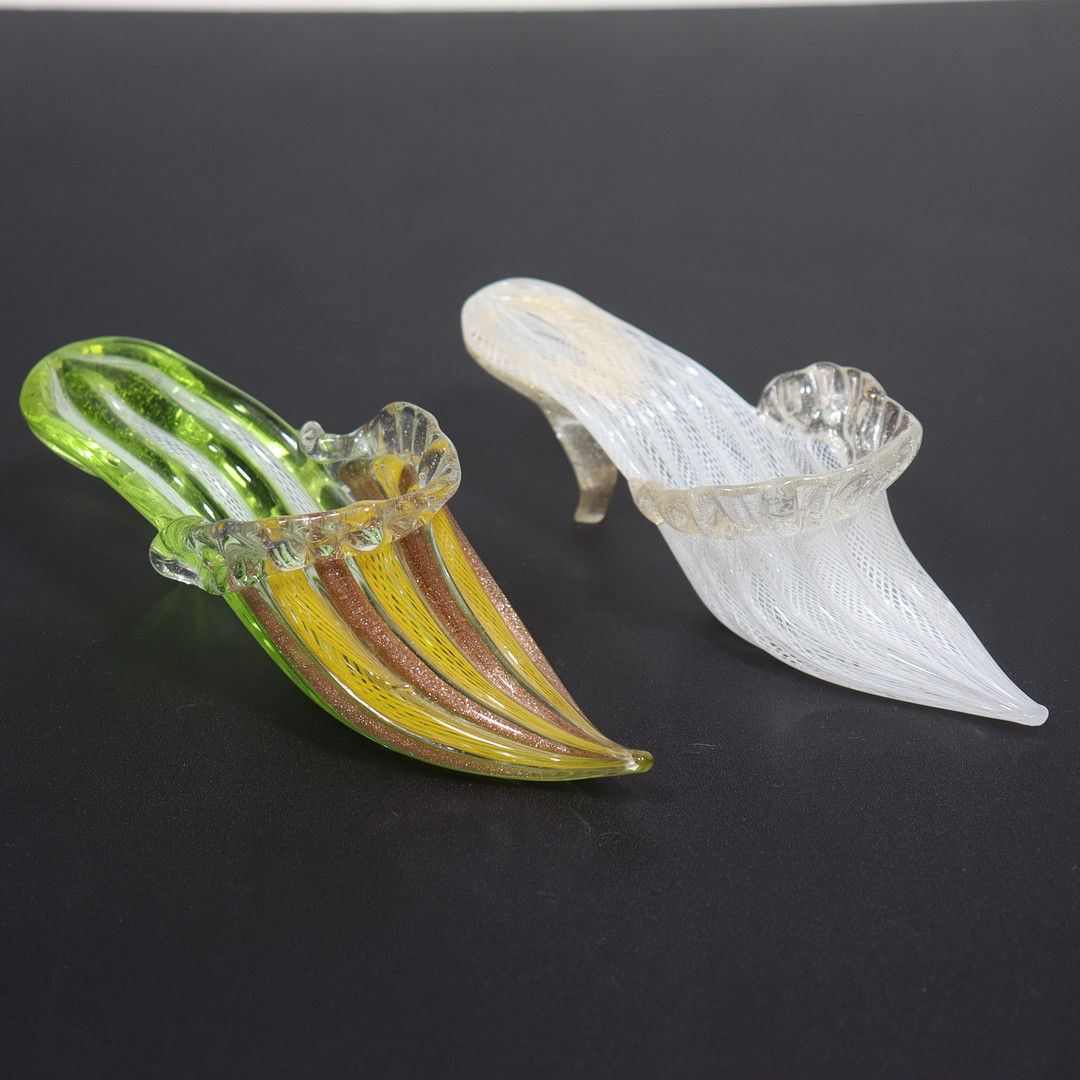 KONSTGLAS, Murano, skor i glas, Italien, 2 st.