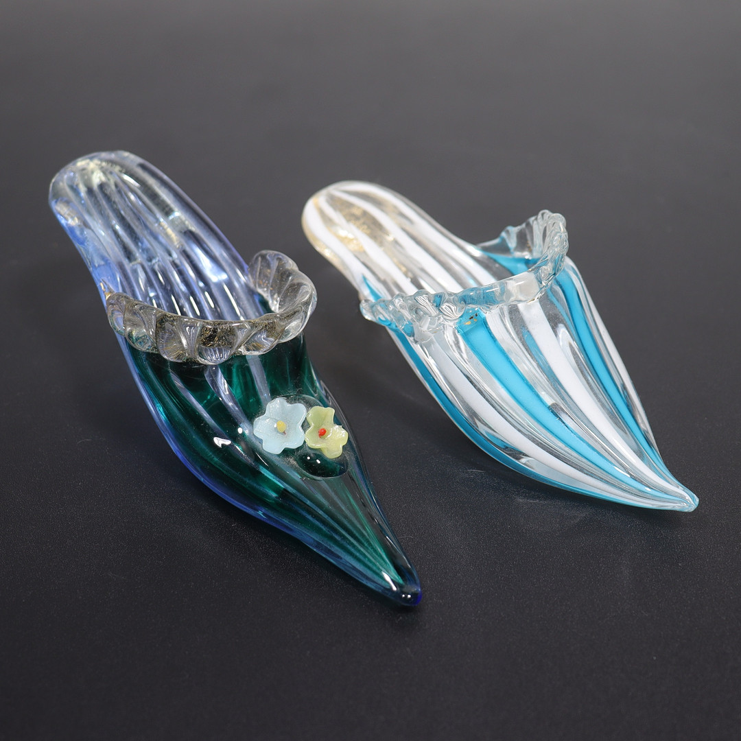 KONSTGLAS, Murano, skor i glas, Italien, 2 st.