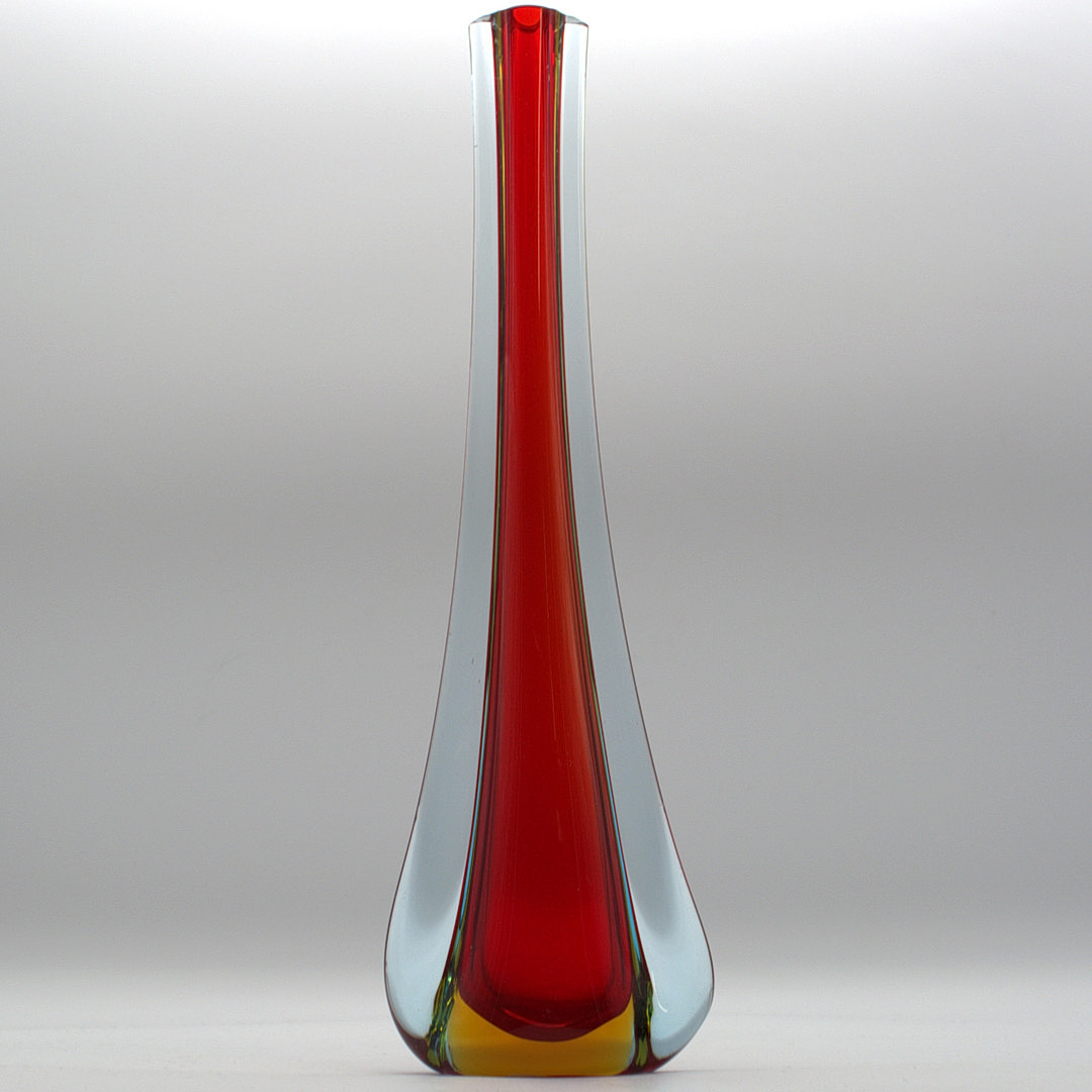 FLAVIO POLI. GROSSE MURANO GLASVASE,MEHRFARBIG, SOMMERSO, ITALIEN, UM 1950. CA. 35 CM.