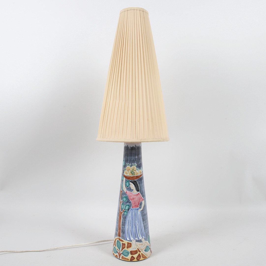 BERIT DAVIDSSON. Bordslampa, glaserad keramik, signerad, Laholms Keramik, 1900-talets andra hälft.