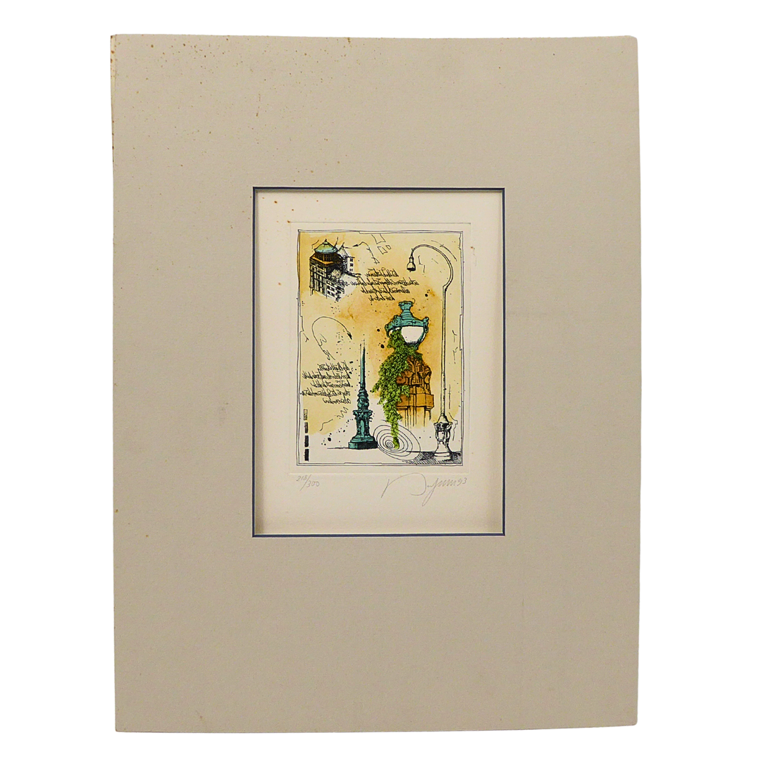 DIETER PORTUGALL – ORIGINAL-RADIERUNG „ROSENGARTEN-EDITION 1993“, HANDSIGNIERT UND LIMITIERT.