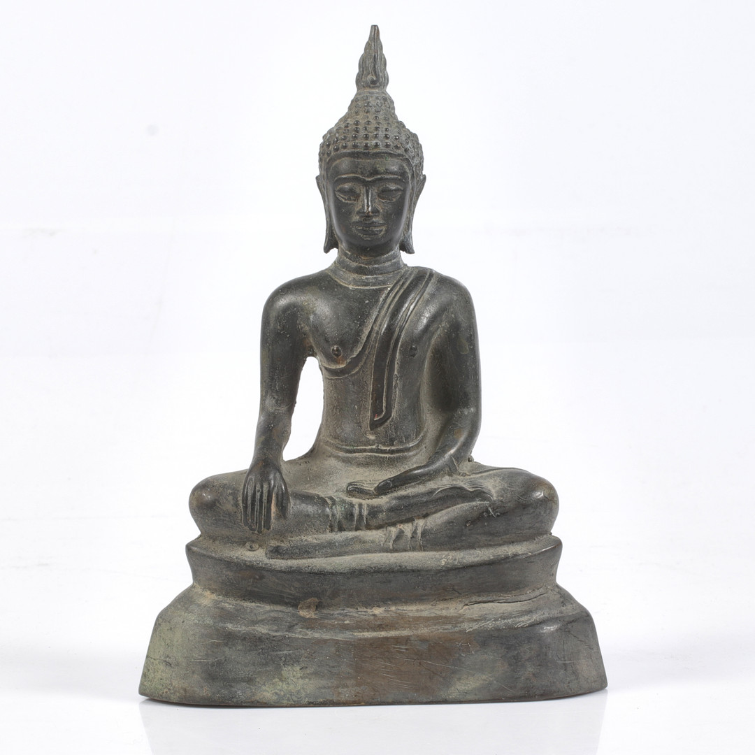 SKULPTUR, Buddha, patinerad metall.