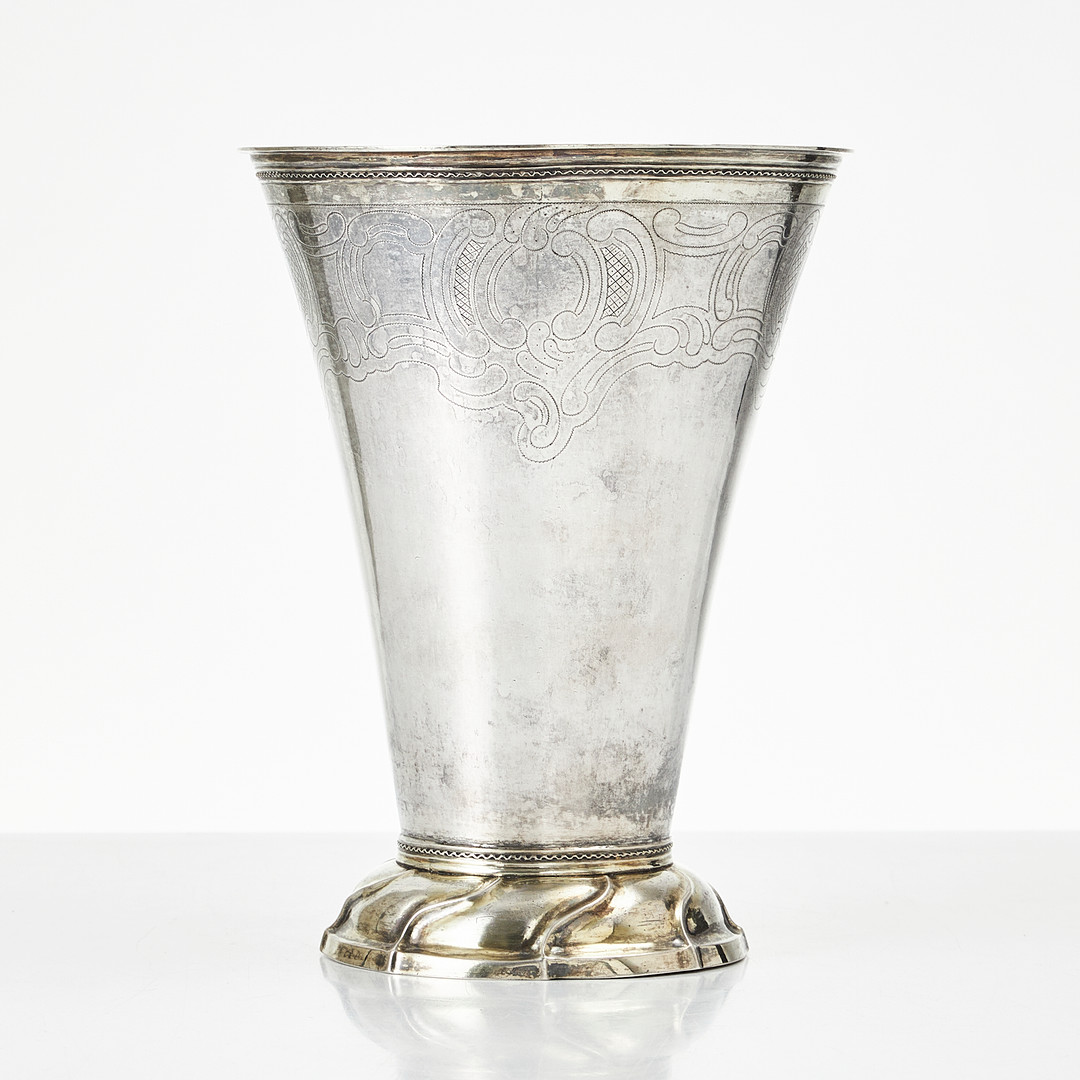 BÄGARE, silver, graverad dekor, J. Henrik Frodell, Stockholm 1790.