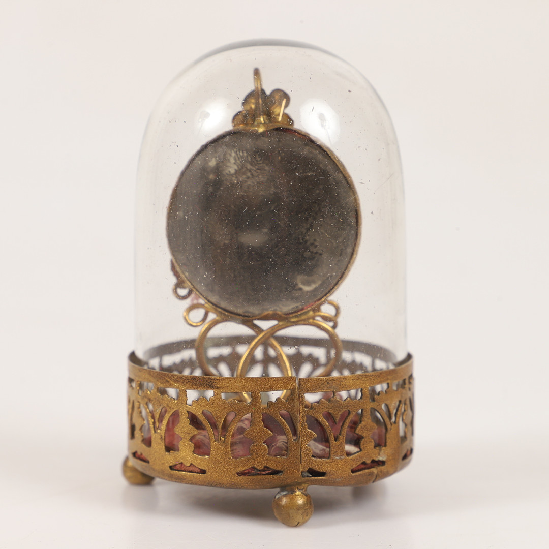 KLOCKSTÄLL, glas/mässing, sekelskiftet 1800/1900.