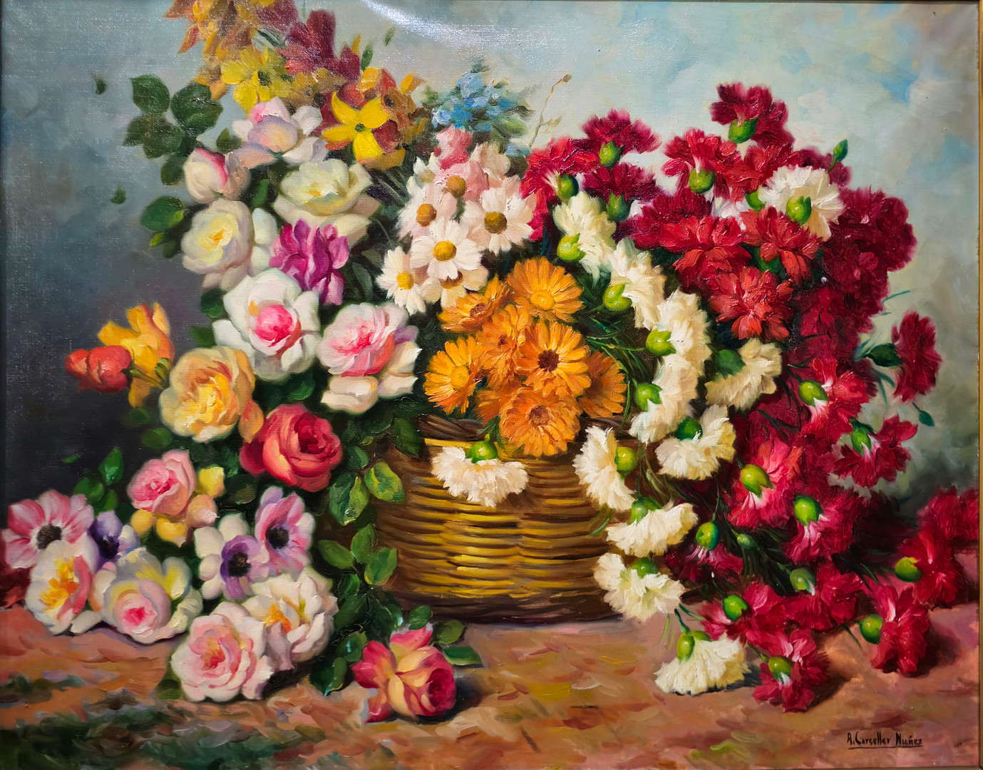 ANDRÉS CARCELLER NUÑEZ. Cesta con flores.