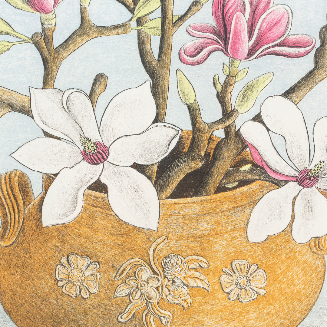 MARIA HILLFON. Blomsterstilleben, färglitografi, signerad och numrerad 295/300.