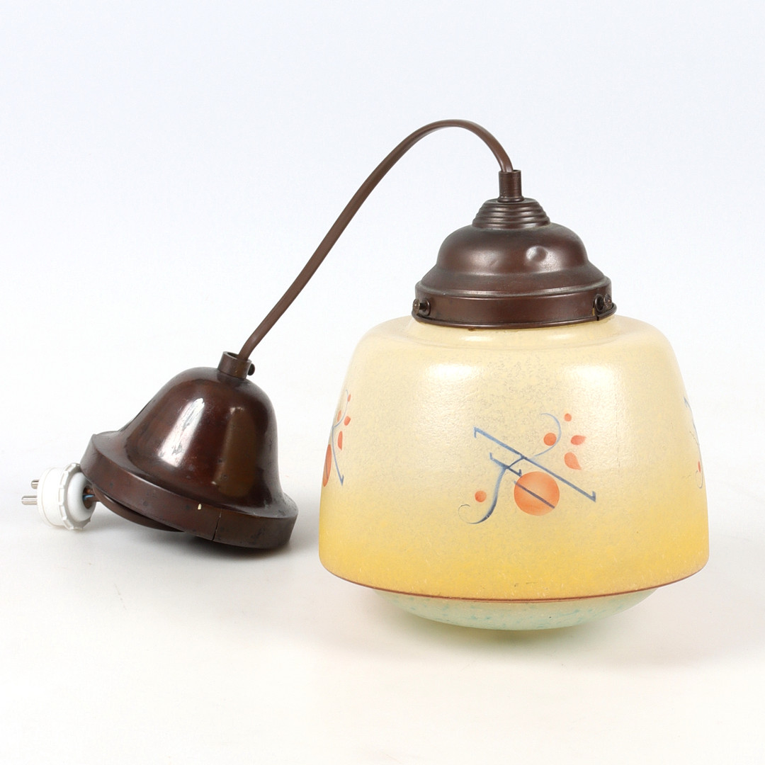 TAKLAMPA, glas/mässing, Art Deco. 1930-tal.