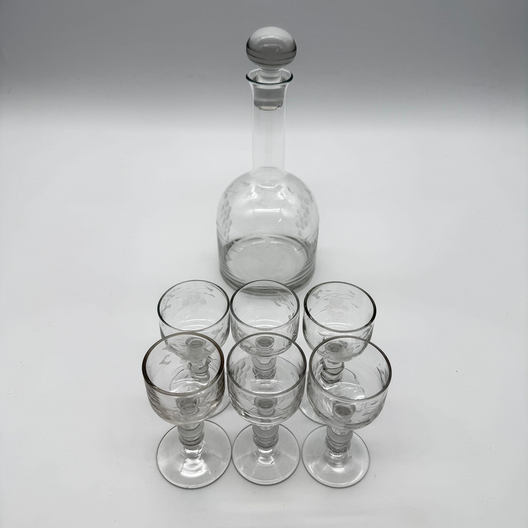 MINI GLASKARAFFE + 6 GLÄSER BAR-SET TRAUBENDEKOR.