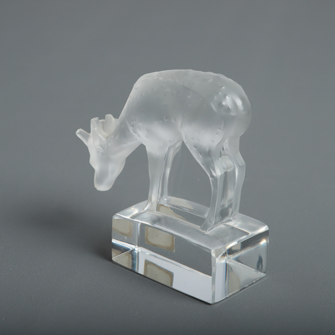 FIGURIN, hjort, glas, Lalique, Frankrike.