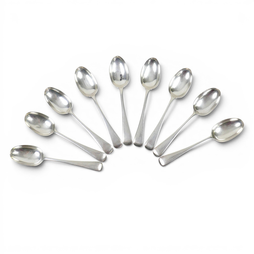 NINE VICTORIAN SILVER SPOONS.