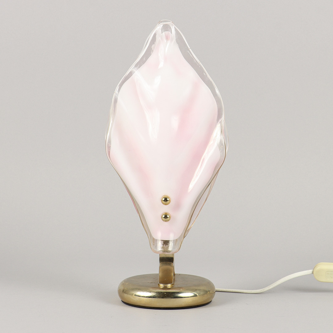 BORDSLAMPA, glas och mässing, RAF - Reijmyre Armaturfabrik, 1980-tal.