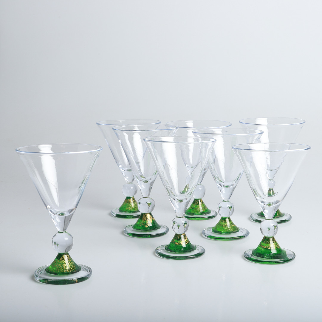 ANDERS WINGÅRD (FÖDD 1946). Champagneglas, 8 stycken, signerade Anders.