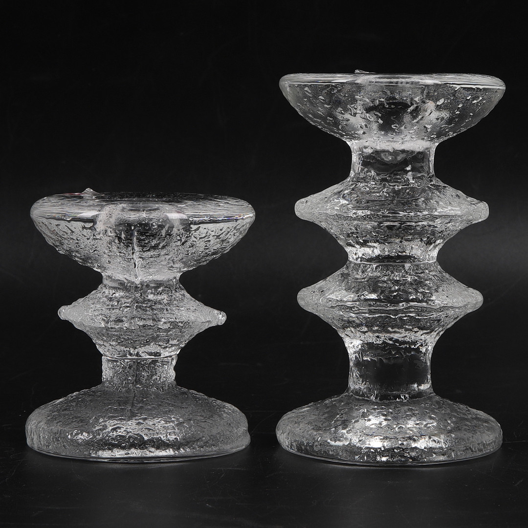 TIMO SARPANEVA. Ljusstakar, 2 st, glas, "Festivo", Iittala, Finland, signerade.