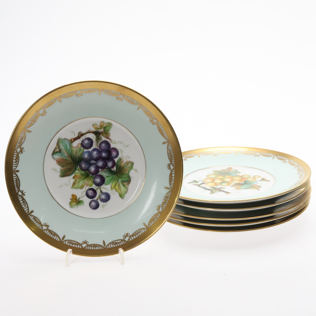 ASSIETTER 6 st. Royal Copenhagen, Handmålade signerade Jönsson 1956.