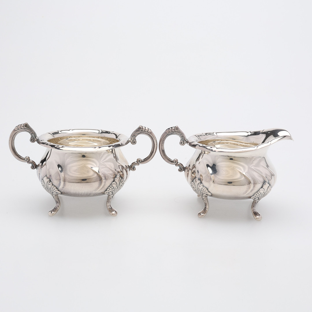 SOCKERSKÅL & GRÄDDSNIPA, SILVER, ROKOKOSTIL, MAGNUS AASE, BERGEN, NORGE.