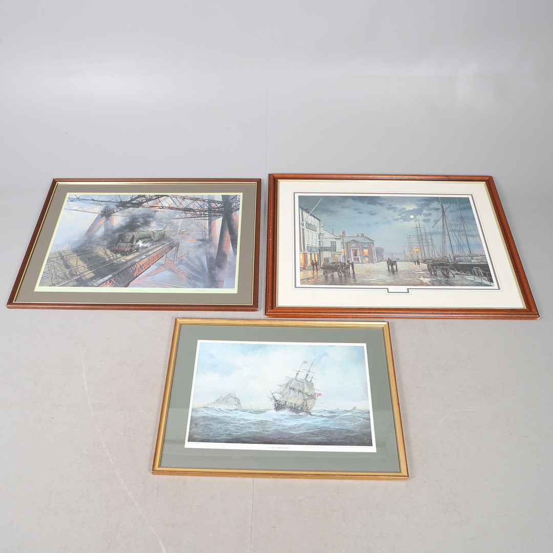 RICHARD WILLIS - 'OFF GIBRALTAR'; DAVID SHEPHERD - 'OVER THE FORTH' RODNEY CHAPMAN - 'POOLE QUAY BY GASLIGHT' (4).